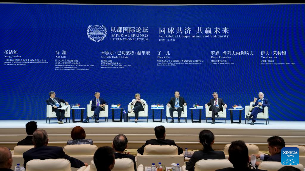 Guests communicate during 2025 Imperial Springs International Forum in Guangzhou