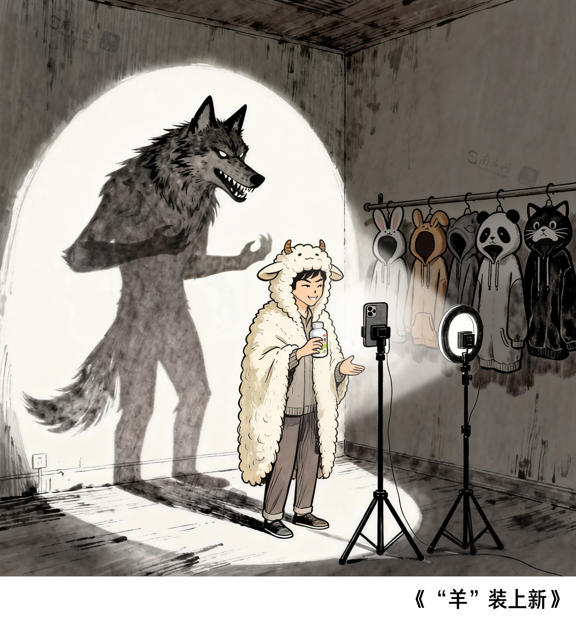 一些劣迹网红披上精心裁制的“羊皮”，以崭新人设悄然回归。但在流量聚光灯的照射下，那身后的背影，分明仍是昔日那头饿狼。