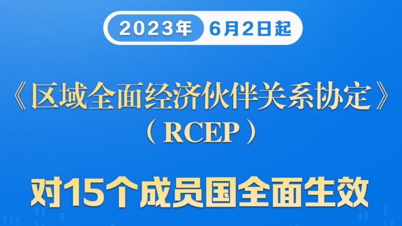 今天，RCEP对15个成员国全面生效！