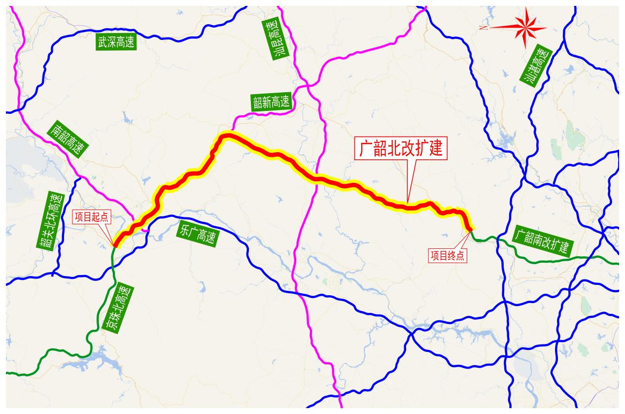 广韶高速北段改扩建项目线路示意图(供图:王兆阳)