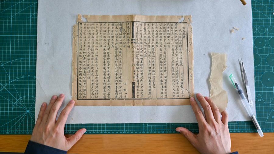 Chemical and biological methods help restore ancient books in north China