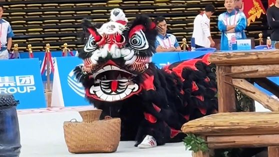 传统南狮广东全运代表队赛前热身！