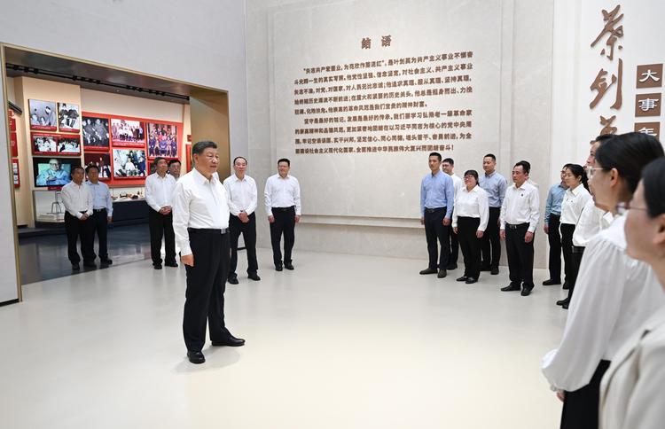 Chinese President Xi Jinping, also general secretary of the Communist Party of China Central Committee and chairman of the Central Military Commission, visits the Ye Jianying memorial park to learn about local efforts in promoting revolutionary culture in Meizhou City, south China's Guangdong Province, Nov. 7, 2025. Xi on Friday inspected the city of Meizhou in south China's Guangdong Province. (Xinhua/Xie Huanchi)