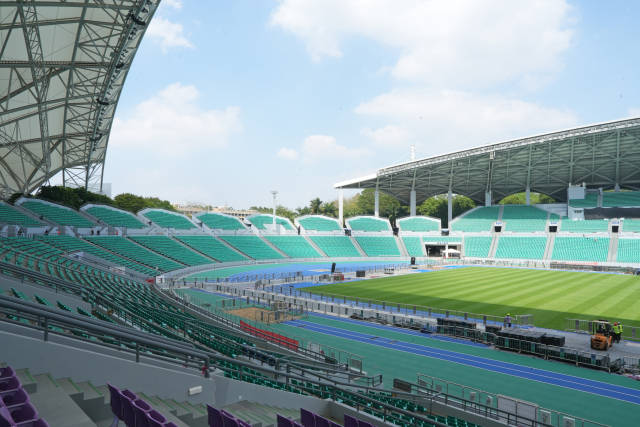 广州大学城体育中心体育场内景。南方+记者 姚志豪 仇敏业 摄