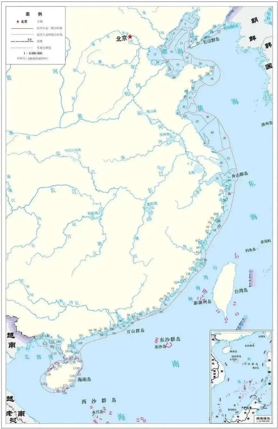 中国周边海域分布情况。