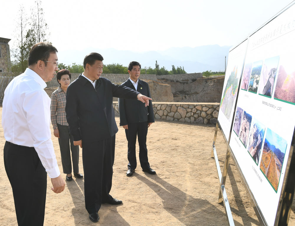 2020年6月9日，习近平在银川市西夏区贺兰山东麓，听取贺兰山生态保护和环境综合整治情况汇报。