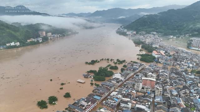 直击大埔防汛一线｜三河坝超警戒水位6.7米