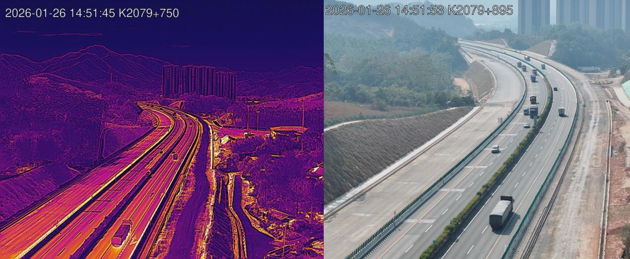 红外热成像清晰呈现路况。