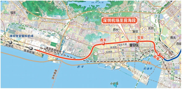 穗莞深城際機前段線路示意圖（以實際建成為準）