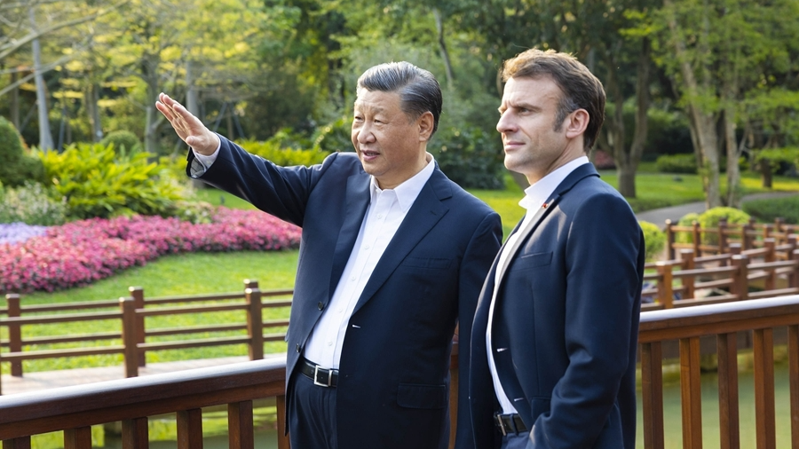 習近平同法國總統馬克龍在廣州非正式會晤