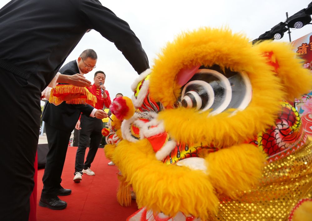 　　1月22日，广东省佛山市禅城区南庄镇举行“南庄狮王争霸赛”，嘉宾为醒狮“点睛”。