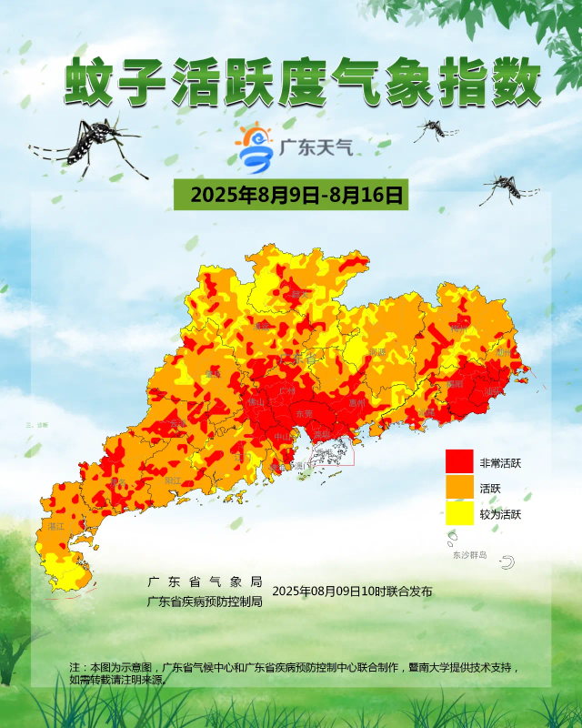 未来一周，广东绝大多数地区蚊子活跃