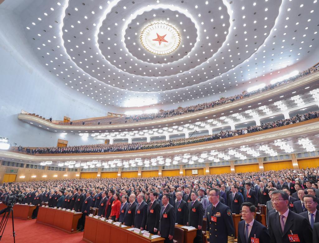 　　3月5日，第十四届全国人民代表大会第二次会议在北京人民大会堂开幕。新华社记者 刘卫兵 摄