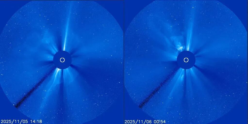 先后两次耀斑爆发都伴随着CME（图源：空间天气）