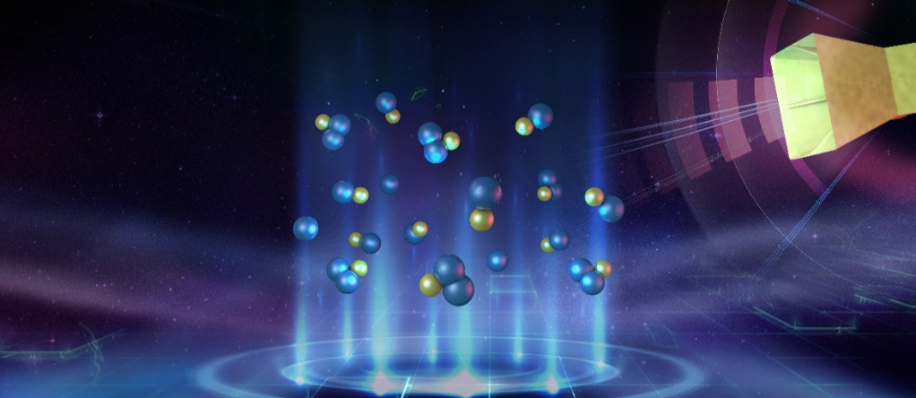 从超冷双原子分子和原子混合气中利用射频场合成三原子分子的示意图