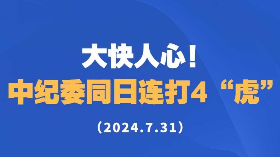 大快人心！中纪委同日连打4“虎”（2024.7.31）