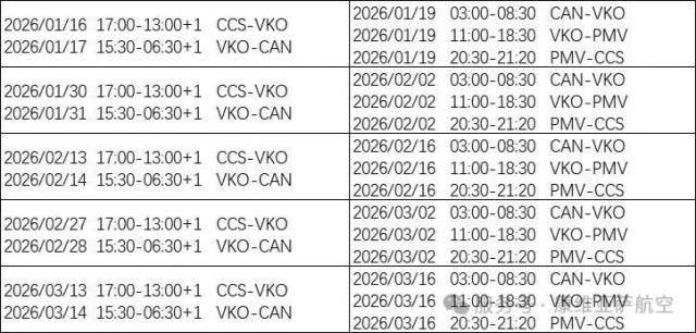 中委直航线最新航班信息。
