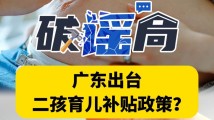 广东出台二孩育儿补贴政策?谣言!|破谣局 广东出台二孩育儿补贴政策?谣言!|破谣局