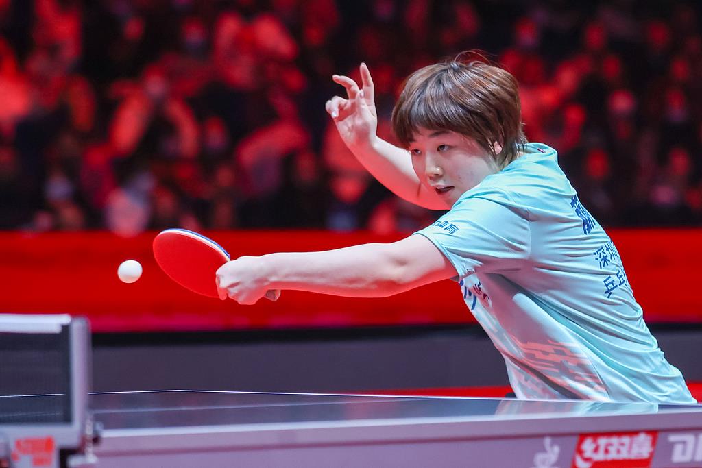 △蒯曼在乒超总决赛女团半决赛
