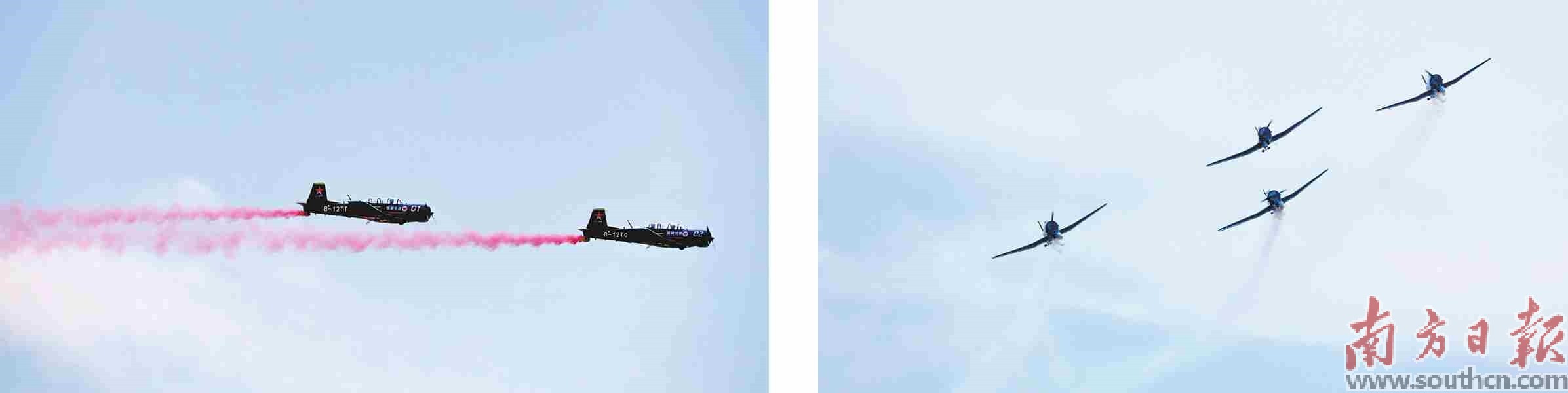 中国“红星”飞行表演队在珠海带来四机编队首演。南方日报记者 关铭荣 钟志辉 摄
