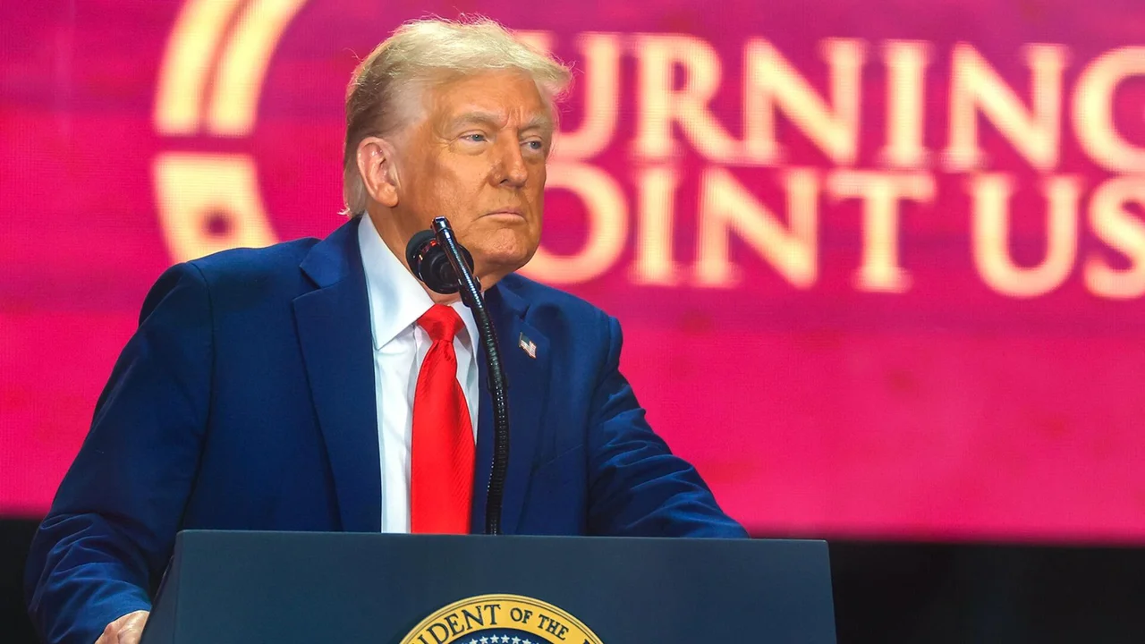 △美国总统特朗普在柯克的追悼会上发言