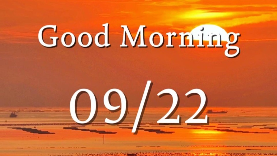 Red sun rises above the sea, white sails drift in the sky