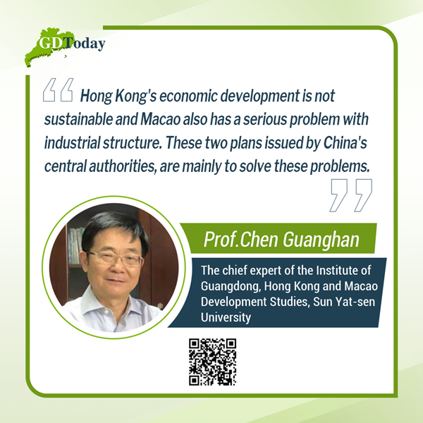 Opinion|The plans for Hengqin, Qianhai is to solve economic problems of Macao and Hong Kong: Chen Guanghan