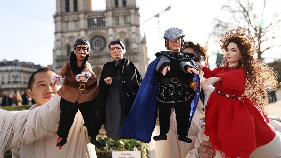 Chinese cultural event in front of Notre-Dame de Paris